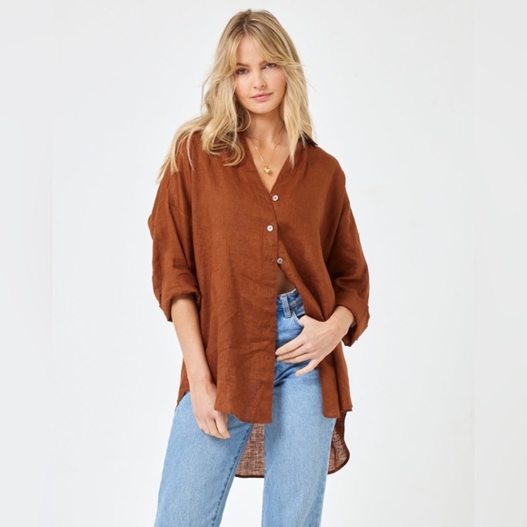L*SPACE Rio Linen Tunic - Coffee size M / L - Picture 4 of 16